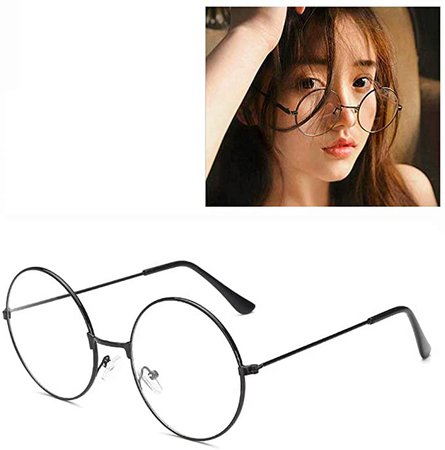 Unisex Round Glasses Metal Frame Summer Retro Clear Lens Vintage Geek Oversized Eyeglasses by BByu（Black）: Amazon.co.uk: DIY & Tools