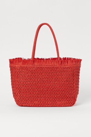 Paper Straw Shopper - Red - Ladies | H&M US