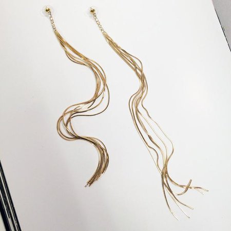 Gold plated snake chain long earring Shoulder duster earring Dangle dr – LUSCONE
