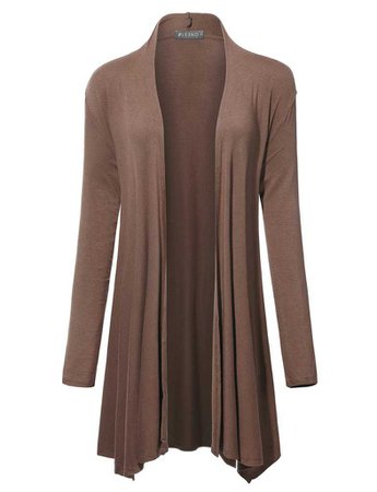 LE3NO Womens Lightweight Draped Long Sleeve Open Cardigan with Pockets | LE3NO