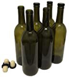 Amazon.com: 6-Pack Wine Glass Bottles - Empty, Recyclable Bordeaux Bottles for Home Brewing Alcohol, Wine Supplies, Green: Kitchen & Dining
