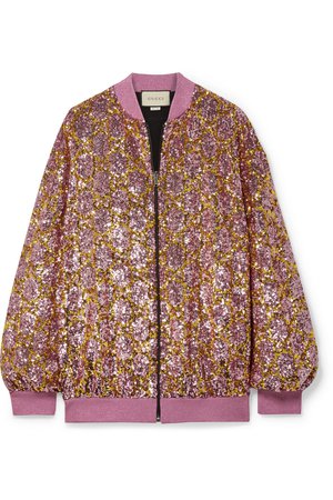 Gucci | Sequined tulle bomber jacket | NET-A-PORTER.COM