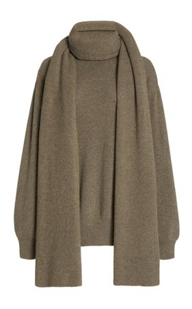 Scarf-Detailed Rib-Knit Turtleneck Sweater By The Frankie Shop | Moda Operandi