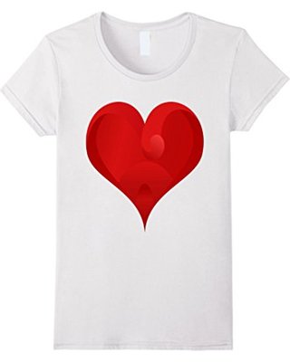Fall Sale: Womens Big Red Heart T-shirt Large White