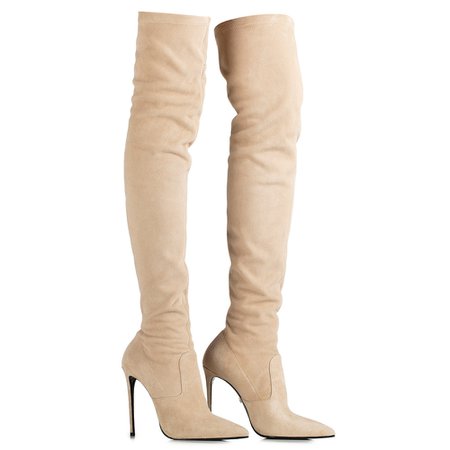 Le Silla - EVA STRETCH BOOT 120 mm | Ivory suede over the knee boot | Le Silla