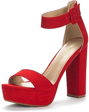 Amazon.com | DREAM PAIRS Womens Hi-Lo High Heel Platform Pump Sandal Red/Suede - 11 | Heeled Sandals