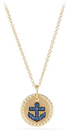 Cable Collectibles Anchor Necklace with Light Blue Sapphires in 18K Gold