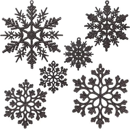 Amazon.com: Sea Team Plastic Christmas Glitter Snowflake Ornaments Christmas Tree Decorations, 2, 3, 4 Inches, Set of 36, Black : Home & Kitchen