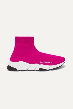 Pink Speed stretch-knit high-top sneakers | Balenciaga | NET-A-PORTER
