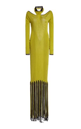 Fringe-Trimmed Ribbed-Knit Maxi Halter Dress By Bottega Veneta | Moda Operandi
