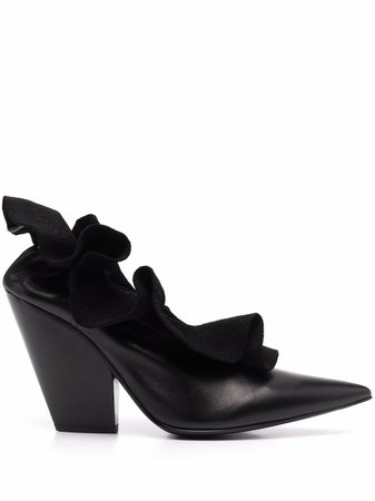 Shop Jil Sander Ruffle leather pumps with Express Delivery - FARFETCH
