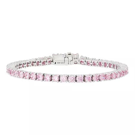 Silver Tennis Bracelet with Light Pink Stones – Rosie Fortescue Jewellery
