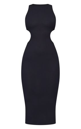 Black Rib Cut Out Side Midaxi Dress | Dresses | PrettyLittleThing USA