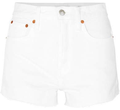 Re/done The Hollywood Frayed Denim Shorts - White