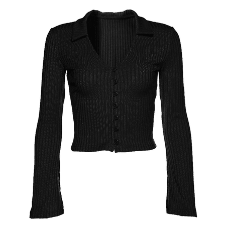 JESSICABUURMAN – THRYN V-Collar Long Sleeves Knitwear Cropped Top