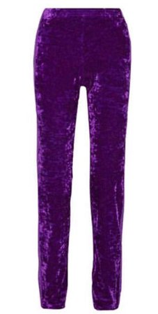 ANNA SUI Purple High Waist Velvet Track Pants