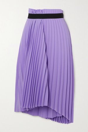 Lilac Asymmetric pleated crepe midi skirt | Balenciaga | NET-A-PORTER