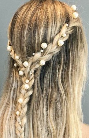 braid with pearl hair pins