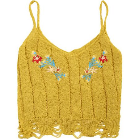 yellow tank top with embroidery