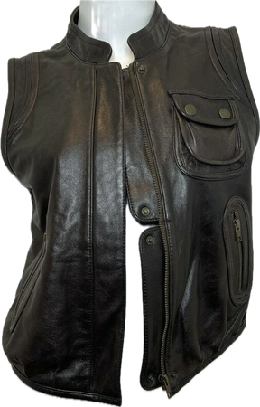 see by chloe brown leather moto vest