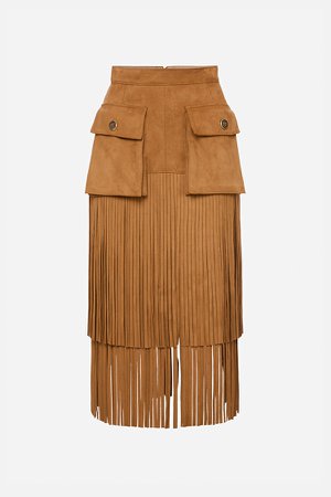 Suede skirt with fringes