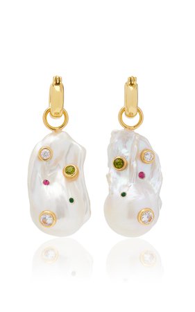 Rainbow Gold-Plated Sterling Silver Pearl Earrings By Lizzie Fortunato | Moda Operandi
