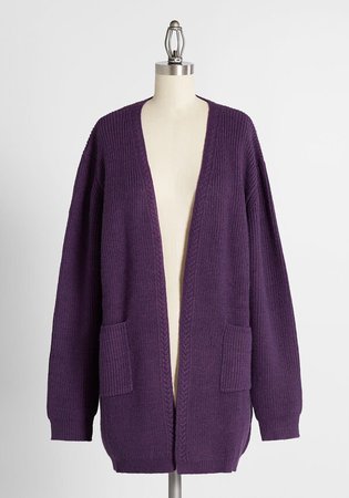 This Must Be Knit Open-Front Cardigan in Purple | ModCloth