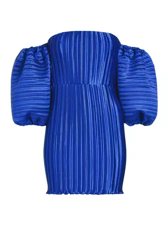 Shop L'Idée Sirene Pleated Off-The-Shoulder Minidress | Saks Fifth Avenue