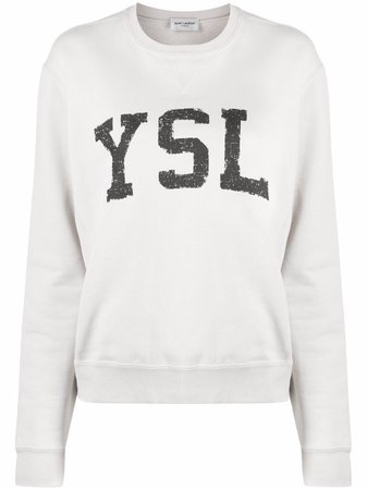 Saint Laurent logo-print cotton sweatshirt - FARFETCH