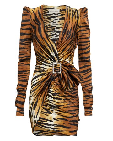 Tiger Print Silk Mini Dress | INTERMIX®