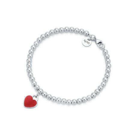 Return to Tiffany™ bead bracelet in silver with red enamel finish, medium.| Tiffany & Co.