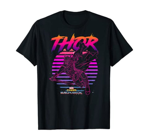 Amazon.com: Marvel Thor Ragnarok 80s Retro Sunset Halftone Hero T-Shirt T-Shirt: Clothing