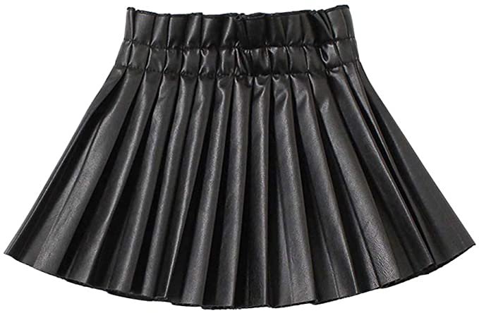 Amazon.com: WELAKEN Leather Skirts for Girls Kids & Teen & Toddler II Women Leather Pleated Skirts Black: Clothing
