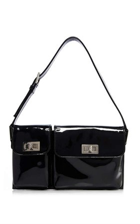 by FAR Billy Dual Pouch Patent Leather Shoulder Bag