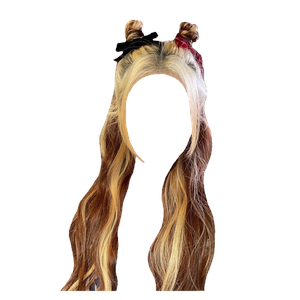 blonde and brown hair png twin buns