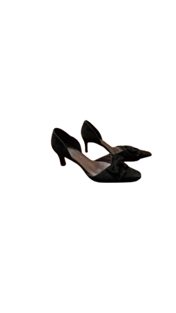 vintage black bow suede kitten heels