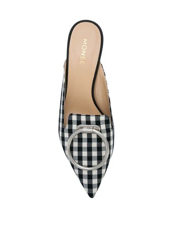 Shop Monse gingham plaid kitten mule with Express Delivery - FARFETCH