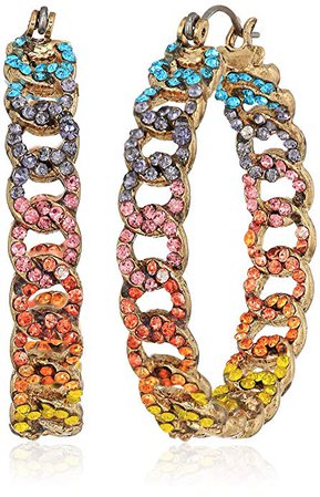 Amazon.com: Steve Madden Women's Metallic Chain Design Yellow Gold-Tone Hoop Earring: Clothing