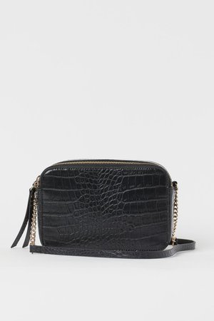 Shoulder Bag - Black/crocodile-patterned - Ladies | H&M US