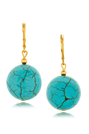 KENNETH JAY LANE STILIA Turquoise Stone Round Earrings – PRET-A-BEAUTE.COM