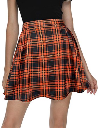 Urban CoCo Women Plaid Pleated Mini Skater Skirt High Waisted School Skirt at Amazon Women’s Clothing store