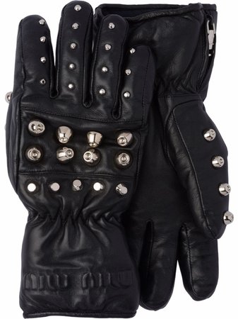 Miu Miu Studded Leather Gloves - Farfetch