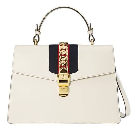Sylvie medium top handle bag in White leather | Gucci Women's Top Handles & Boston Bags
