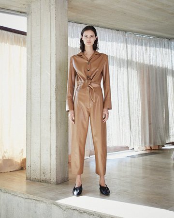 Nanushka ANA Tie front jumpsuit - Brown | Garmentory