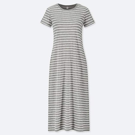 Women's Striped Short-sleeve Long Bra Dress
