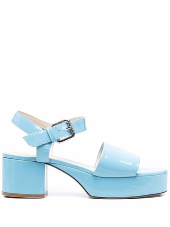 Shop Marni patent-leather block-heel sandals with Express Delivery - FARFETCH