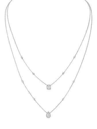 Shop Messika My Twin Diamond & 18K White Gold Two-Row Necklace | Saks Fifth Avenue