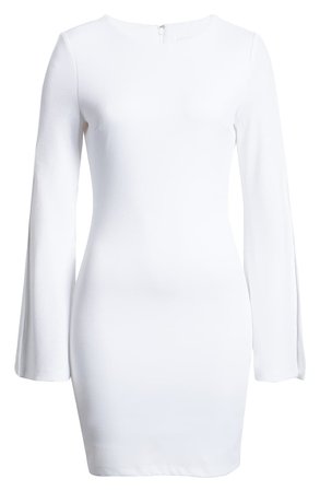 SNDYS Pascal Slit Long Sleeve Cocktail Sheath Dress white