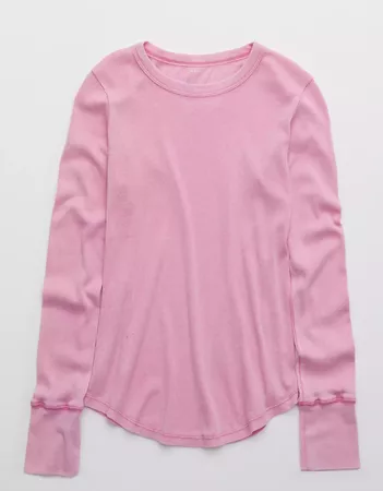 Aerie Ribbed Long Sleeve T-Shirt pink