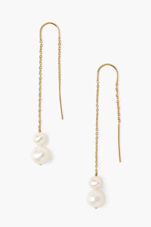 White Pearl Thread-Thru Earrings – Chan Luu